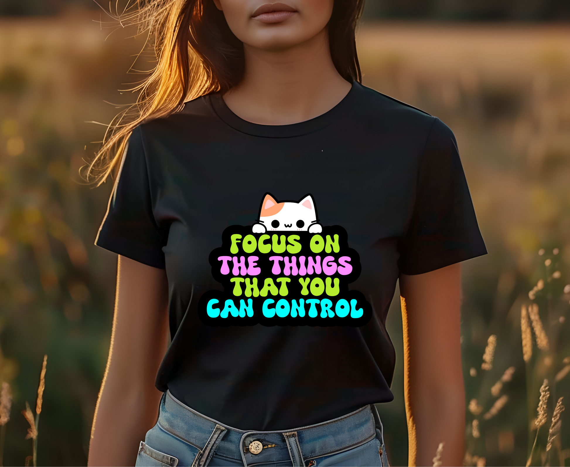 ''Focus On The Things That You Can Control'' T-shirt for Women 100% Cotton* - Nunu&Miao Studio