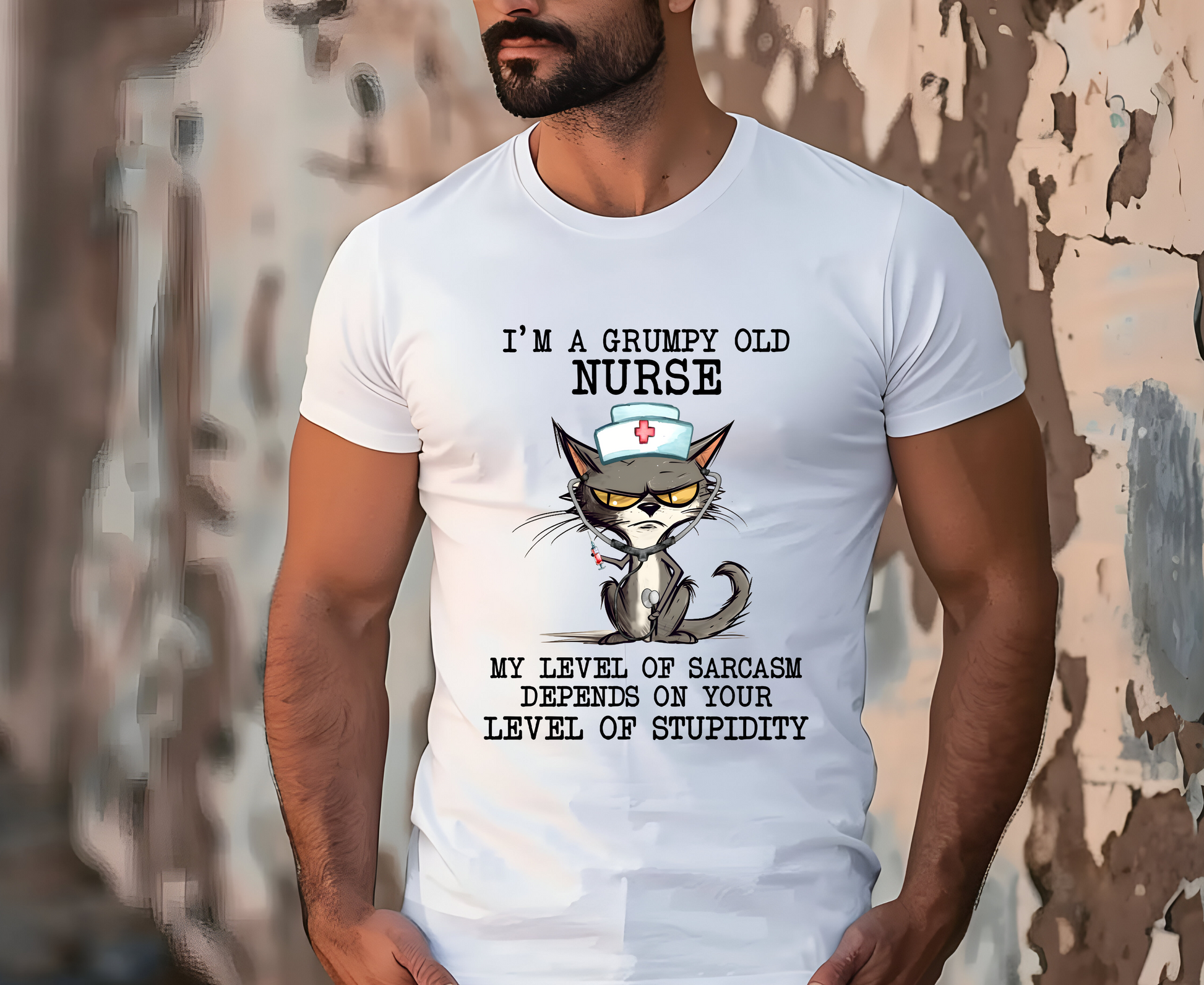 ''I am  a Grumpy Old Nurse'' T-shirt for Man 100% Cotton* - Nunu&Miao Studio