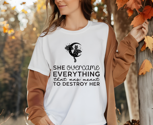 ''She Overcome Everything That Was Meant To Destory Her'' T-shirt for Women 100% Cotton* - Nunu&Miao Studio